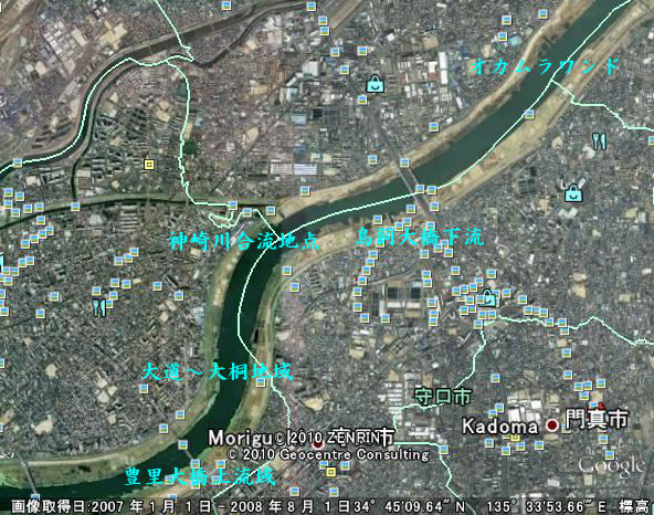 淀川下流域ブラックバス釣りポイントマップ